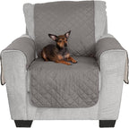 Furhaven Water-Resistant & Reversible Chair Cover Protector for Dogs, Cats, & Children - Two-Tone Pinsonic Quilted Living Room Furniture Cover - Gray/Mist, Chair