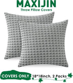 MAXIJIN Pack of 2 Throw Pillow Covers 18x18 Inch, Decorative Soft Couch Pillow Covers Square Accent Cushion Cover Farmhouse Pillow Cases for Sofa Bed Living Room Home Decor, Light Gray