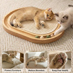 Sisal Cat Scratcher Toy with Ball Track, Natural Scratching Pad | Wooden Cat Toy with Non-Slip Base, For Indoor Cats, Suitable for Kittens and Medium Cats, No Assembly Required