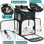 PetAmi Dog Backpack Carrier, Airline Approved 4-Way Entry Cat Backpack Carrier, Ventilated Mesh, Collapsible Pet Carrier for Small Puppy, Kitten, Hiking, Travel Car, Vet, up to 18 lbs, Black