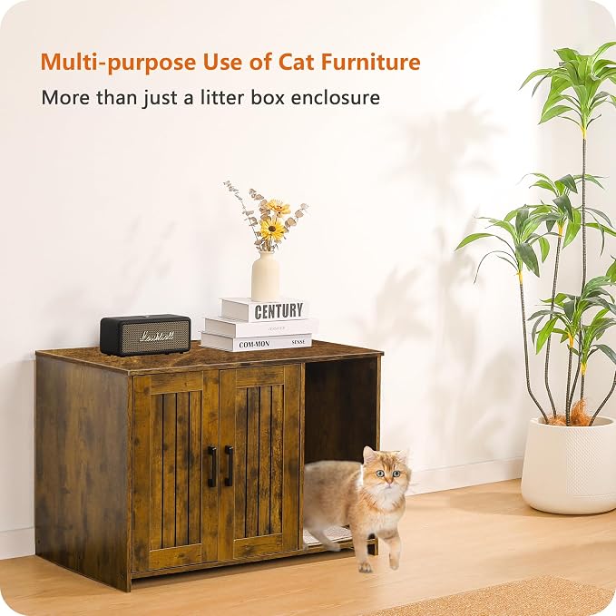 Dwanton Litter Box Enclosure, Wooden Cat Washroom Indoor, 27.6", 107VV