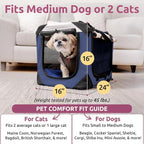 Cat & Dog Pet Carrier, Soft-Sided, Large 24"x16"x16", Fits Large Cat, 2 Cats, or Medium Dog Comfortably, Great for Travel & Vet Visits, Privacy Windows, Removable Bed, Locking Zippers, Foldable