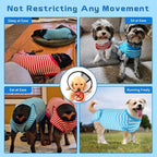 2 Packs Breathable Cotton Dog Recovery Suit for After Neuter Spay Abdominal Wounds Protector, Professional Anti-Licking Onesies for Male Female Pets Surgery Bandages, L Red & Blue Stripes