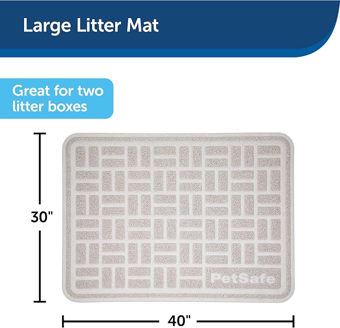 PetSafe Anti-Tracking Cat Litter Mat, Large 30 x 40 in | 30 x 40 in, Durable Mesh Trapping Mat for Crystal & Clay Clumping Cat Litter, Leakproof Double-Layer Backing, BPA-Free