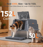 CATLIKE XXXL Stainless Steel Cat Litter Box - 3-Layer Urine Leak-Proof, Enclosed Design w/Charcoal Filter for Maine Coon & Multi-Cat Homes, Includes Metal Scoop & Extra Large Mat (2026 Upgrade)