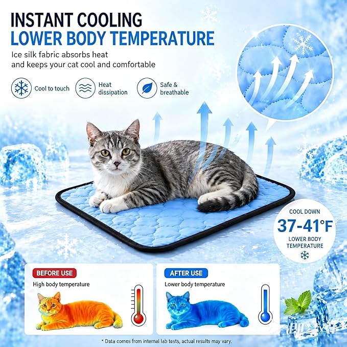 SZEE Cat Window Perch, Cooling Window Cat Bed with Cooling Mat, Foldable Pet Perch Hammock with Sturdy Wooden Frame & Large Suction Cup, with Soft Flannel Plush Backing for All-Season Use
