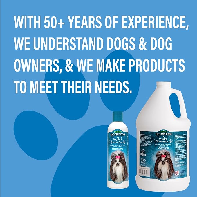 Bio-Groom Wild Honeysuckle Dog Shampoo, Natural Scent, 12 fl oz, 1-Pack | Pet Shampoo, Aloe Vera, Chamomile, Cat & Dog Bathing Supplies, Puppy Wash, Cruelty-Free, Made in USA, Quick Rinse