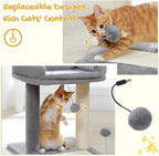 PAWZ Road Cat Scratching Post with Bed, Small Cat Tower with Pad & Ball | 19” Cat Stand with Padded Removable Bed, Full Sisal Scratching Post & Scratcher Pad Dual Play Ball for Kittens & Indoor cats