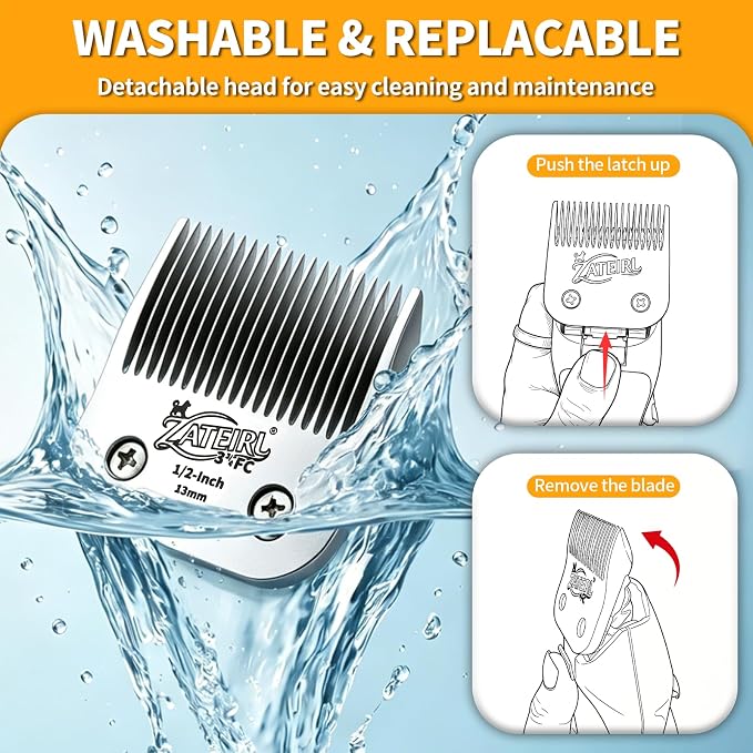 Size 3-3/4FC Detachable Pet Grooming Clipper Blade with Ceramic Cutter, 13mm 1/2 Inch Cut Length, Silver, Compatible with Andis, Oster A5, Wahl KM10, 1 Pack