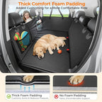 URPOWER PU Leather Back Seat Extender for Dogs, Hard Bottom Dog Seat Cover | Supports 550 lbs, Stable 3-Panel Hard Bottom, Added High-Density Foam for Comfort, Waterproof 900D Oxford, 45% More Space