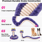 Squeaky Dog Plush Chew Toy, Interactive Tug Squeaky Toy for Chewers, Medium & Large Dogs & Fetch Play, 39.4 in Stuffed Silly Snake Toy with Elastic Stretchable Body for Gentle Gum Care&Boredom Relief