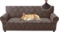 ZNSAYOTX Stretch Couch Covers for 3 Cushion Couch, 1-Piece Sofa Cover Slipcover Pet Friendly, Furniture Protector with Elastic Bottom for Dogs Geometrical Jacquard Fabric (Large, Brown)