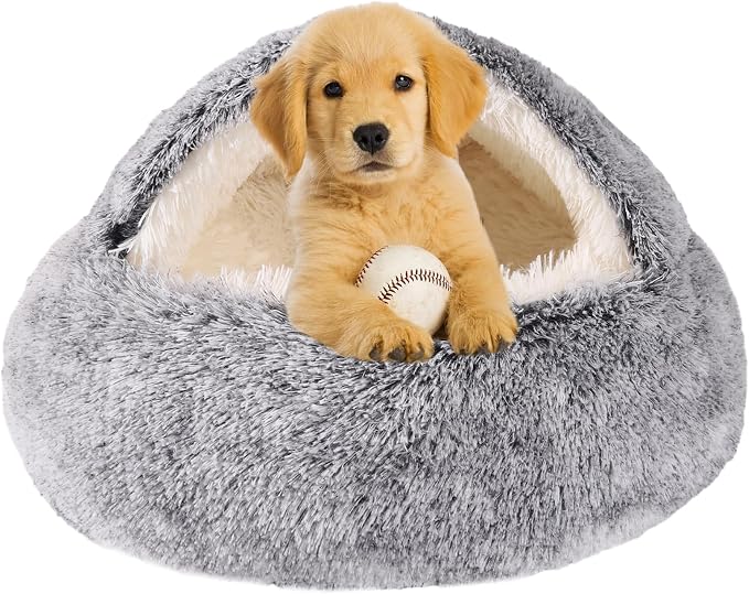 Dog Beds for Small Dogs, Cat Bed Cave, Washable Cute Cat Bed, Cozy Nook Pet Bed for Dogs or Cats, Anti-Slip Puppy Bed Fits up to 22 lbs Pets(Grey, 24" x 24")