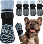 Kuoser Non Slip Dog Socks for Hardwood Floors, Dog Grippy Socks with Double-Sided Traction, Anti Slip Dogs Booties Paw Protectors to Prevent Licking Paws for Small Medium Large Senior Dogs, 4 Pack-M