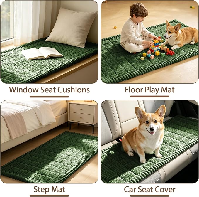 FUANGUI Waterproof Couch Cover Sofa Cover for Dogs and Pets Sofa Protector | Non-Slip Washable Fuzzy Soft Cat Bed Sofa Slipcover for 2-3 Cushion Couch Sofa Pet Friendly, Dark Green, 27.6" x 94.5", 1 pcs