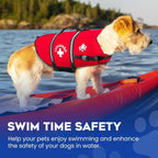 Dog Life Jacket - Swimming Vest for Dogs, Adjustable, Reflective, Comfortable, Multiple Colors, Patterns, XX-Small to Extra Large Dog Swim Vest with Handle (Red, Medium)