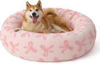 LE SURE Shown on TV Jacquard Donut Dog Beds Large,Pink Taffy 36x36x8in | Orthopedic Calming Pet Bed Sofa, Original Design Pattern,Washable Cover,Cute Home Decor as Gift for Pet,Anti Slip Bottom