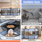 2-in-1 XLarge Portable Cat Playpen Assembly-Free for Indoor Cats Enclosed Pop Up Dog Play Pen Outdoor Puppy Pet Tent Crate House Condo Kitten Kennel Small Animals Cage(No Divider, Unified Space)