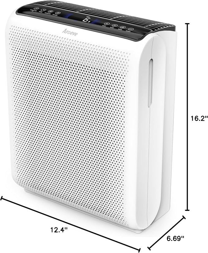 AROEVE Air Purifiers for Home with Air Quality Indication and Auto-MK07 | UV Secondary Purification, Air Quality Indication, Auto Mode, 0.3 Microns Filtration Efficiency, 1504 ft² Coverage Area