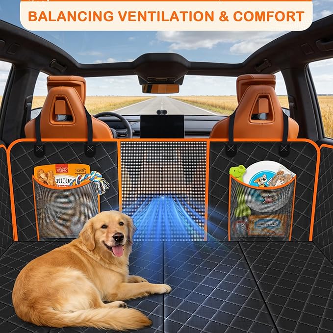 TNELTUEB Dog Car Seat Cover with Bed Mat, Back Seat Extender for Dogs (Black)