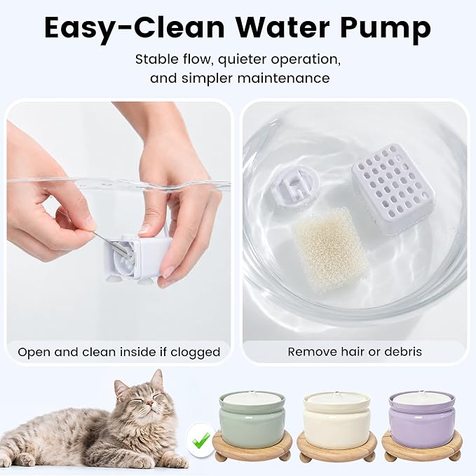 Replacement Pump with 3 Filters for 1L/37oz Cat Water Fountain