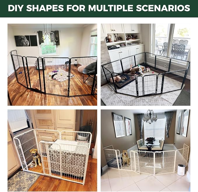 FXW Homeplus Indoor Dog Playpen, 40" H, 6 Panels, for Medium & Large Dogs | Stress-free play, Heavy-duty, Semi-open design, Easy setup, Threshold-free gate, Expandable, Patented