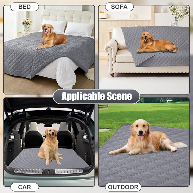 Smiry Waterproof Reversible Pet Couch Covers for Dogs | Pet Friendly, Soft Fabric, Washable Sofa Furniture Protector for Dogs Cat Kids, Checkered (52"x82", Grey/Grey)