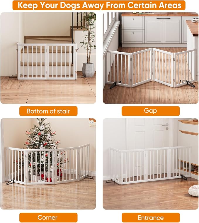 37-74" Wide Dog Gate 4 Panel Dog Gates for Stair Doorways House Indoor Freestanding Pet Gates for Dogs, Doogie Puppy Fences