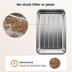 Stainless Steel Sifting Litter Box for Pine Pellets, Sifting Cat Litter Box with Sifter, High Side for Small Cats, Anti-Leakage, Odor Control, Includes Scooper, 22.4" x 14.6" x 11"