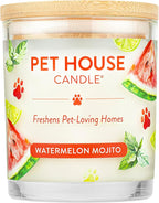 Pet House Candles, Soy-Based, Long Burning Scented Candles for Pet Homes, 60 Hour Burn Time - Watermelon Mojito, 9 oz