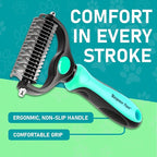 Maxpower Planet Hair Brush - Double Sided Shedding, Dematting Undercoat Rake for Dogs and Cats - Extra Wide Dog Grooming Brush, Reduce Shedding by 95%, Turquoise | Turquoise, Undercoat Rake, Detangling Comb, 9/17-Teeth Dual-Sided, Cats, Anti-Slip Handl...