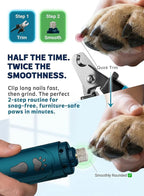 Super Quiet Dog Nail Grinder & Clippers Kit with 2 LED Lights, 3 Speeds Up to 12,000 RPM, Lower Than 30dB Electric Pet Nail Trimmer for Small Medium Large Dogs and Cats