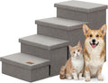 Zerbuger Dog Stairs with Storage, Grey 4 Steps Dog Ramp no Condo for Bed | 23" H Wider Dog Steps for High Beds Couch, Folding Storage Pet Stairs Gift for Climbing Small/Medium/Large Old Dogs Cats