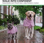 Luciphia Dog Raincoat, Adjustable Hooded Reflective Jacket with Pocket | Purple XXX-Large dog rain jacket with leash hole, buckle-on, non-stick fur. For daily walks.