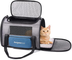 BurgeonNest Pet Carrier for Large Cats, Soft-Sided Cat Carrier for Big Cats and Small Dogs Up to 20 lbs, Top Loading Collapsible Escape-Proof Travel Cat Bag with 4 Mesh Windows & Side Storage, Blue | Soft sided cat carrier with top loading access, mesh...