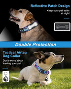 Hotsky Tactical Dog Collar, Adjustable Military Training Nylon Airtag Collar with Handle and Heavy Duty Metal Buckle for Medium Large Dogs, with Airtag Holder and Two Patches（Purple Camo,L）