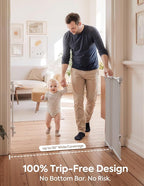 Babelio Removable & No Bottom Bar Baby Gate, 35.5-55" Hardware Mounted (Drill Needed)| Wide Walk-Thru| Auto-Close Safety Dog/Pet Gate for Stairs & Doorways (White, 35.5-55" W, 30" H) | Hardware Mounted (Drill Needed)| Wide Walk-Thru| Auto-Close Safety ...