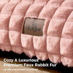 Cat Bed for Indoor Cats - Cute Pink Cat Couch Beds, Fluffy Pet Couch with Faux Rabbit Fur Washable Cover, Fuzzy Pet Sofa in 3D Diamond Pattern, 24inch