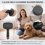 5 PCS Cat & Dog Grooming Kit Brush, Self-Cleaning Slicker Hair Brush, Nail Clipper, Undercoat Rake, Pet Bath Brush with Removable Screen,Pet Comb for Short & Long Haired Dogs Cats, Black