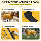 PU Dog Raincoat, Non-Toxic & Odorless Waterproof Vest, Adjustable High Neck and Hook & Loop Belly Closure for Rainy Potty Breaks & Wet Weather Outdoor Walks (Yellow, X-Small)