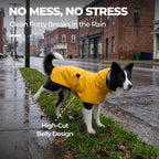 PU Dog Raincoat, Non-Toxic & Odorless Waterproof Vest, Adjustable High Neck and Hook & Loop Belly Closure for Rainy Potty Breaks & Wet Weather Outdoor Walks (Yellow, Large)
