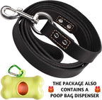 ADITYNA Black Leather Dog Leash for Large & Extra-Large Dogs, 6ft x 1" | Soft yet strong leather leash for walking, training, hiking — great for Great Dane, Rottweiler, Cane Corso, Mastiff.