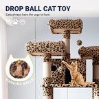 Allewie 82 Inches Large Cat Tree/House/XXL Tall Cat Towers for Big Feline/Scratching Post/Multi-Level Large Kitty Climbing Tree with Condo/Leopard Print
