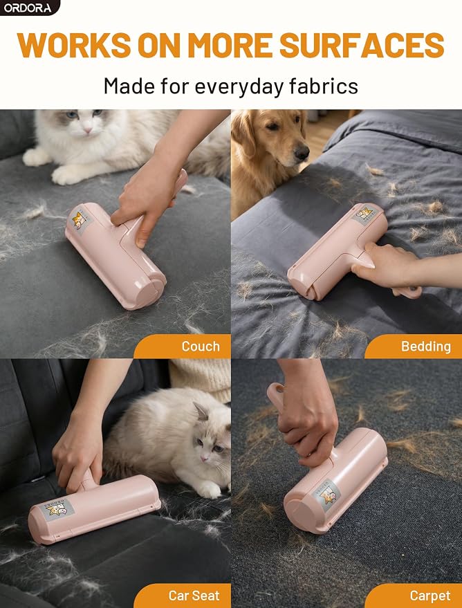 Pet Hair Remover Roller, Reusable Lint Roller for Dog and Cat Hair | Portable Pet Hair Roller with Large Fur Bin for Couches, Bedding, Car, Rugs & Furniture, No Refills or Batteries, Pet Homes