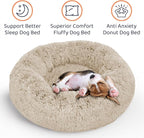 Donut Dog Bed - Premium Comfort for Anxiety Relief - Fluffy & Calming Design with Ultra-Plush Support | Cozy Round Dog Bed with Super Soft Circle Style (Beige, Large)