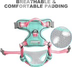 BARKBAY No Pull Dog Harness Front Clip Heavy Duty Reflective Easy Control Handle for Large Dog Walking(Cool Mint & Baby Pink,S)