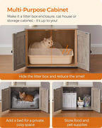 Feandrea Cat Tree with Litter Box Enclosure, 59-Inch Modern Cat Tower | 2-In-1 Condo with Scratching Posts, Washable Removable Cushion, Greige UPCT113G01