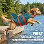 ASENKU Dog Life Jacket - Pet Safety Vest for Swimming & Boating, Shark Life Jacket with Floatation, Dog Lifesavers Swimsuits for Small Medium Large Dogs (ForestGreen, XS)