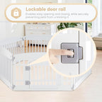 Simple Deluxe Dog Playpen, 24" Exercise 6-Panel Pet Playpen with Door, Safe and Secure, Folding and Portable Puppy Playpen for Puppies and Small Dogs, White