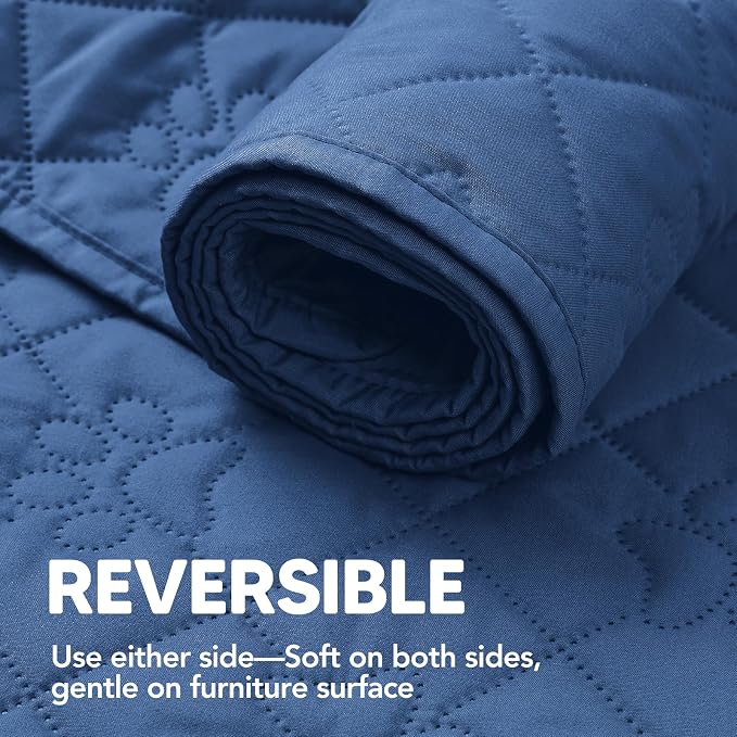 PAWFINITY Waterproof Couch Covers for Dogs, Pet Blanket for Sofa Washable | Paw Print Quilted, Hair Resistant, Anti Cat Scratch, Pee Proof Furniture Protector for 3 Seat Sofa and Bed, 30x70 Inch, Blue